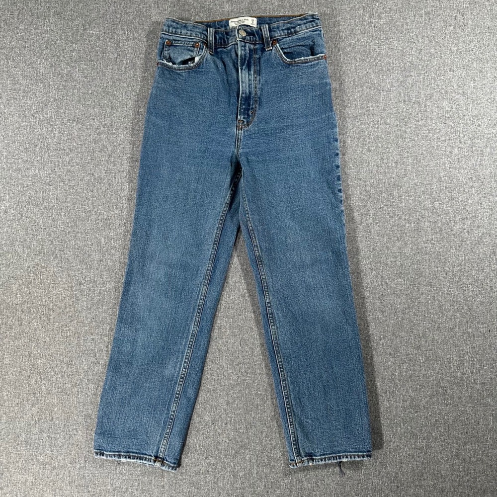 Abercrombie & Fitch Ankle Straight Ultra High Rise Jeans Blue Denim Size 28 6R